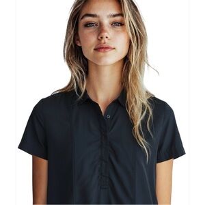 Athleta  Dress Black X-SMALL 100% Silk Short Sleeve Shift Tunic Pullover